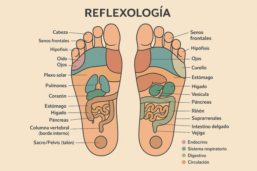 mapa reflexología podal